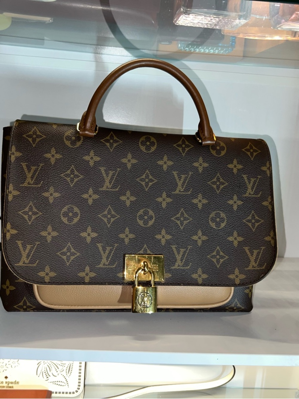 Louis Vuitton Brown Monogram Top Handle Satchel with Tan Accent